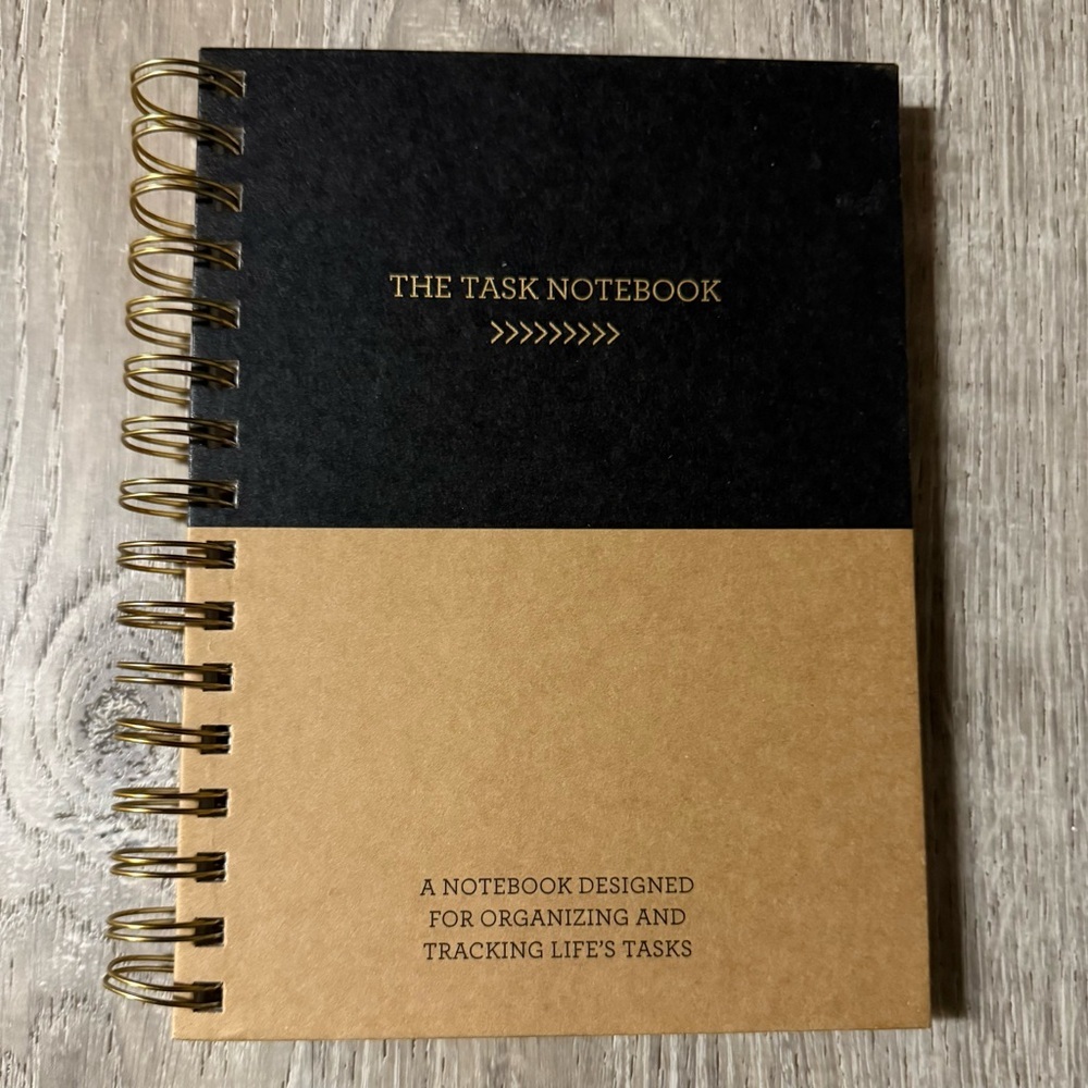 Minimalist Spiral Task Notebook Black Tan | Planner Journal Organizer - Picture 2 of 4